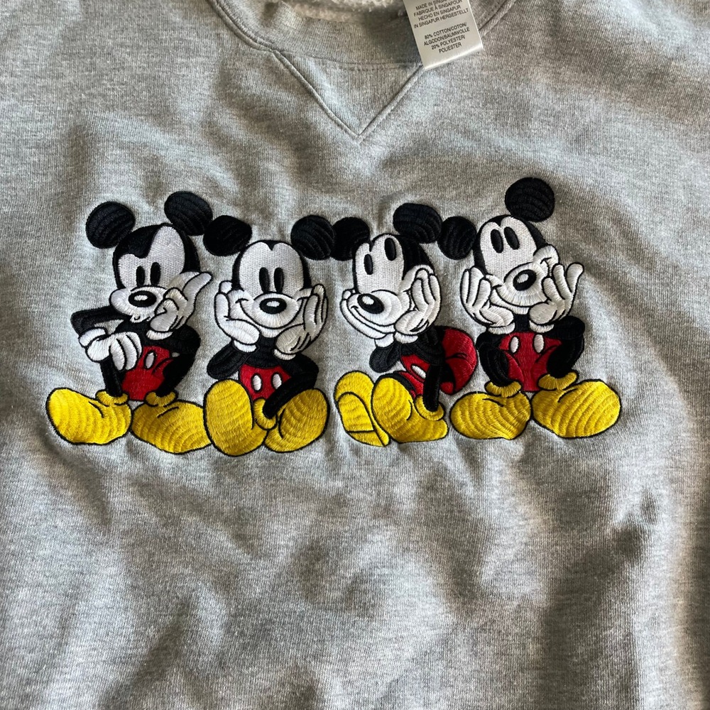 Disney Catalog Mickey Mouse‎ Embroidered Sweatshirt Mens Large Gray Vintage 90s - Picture 3 of 6
